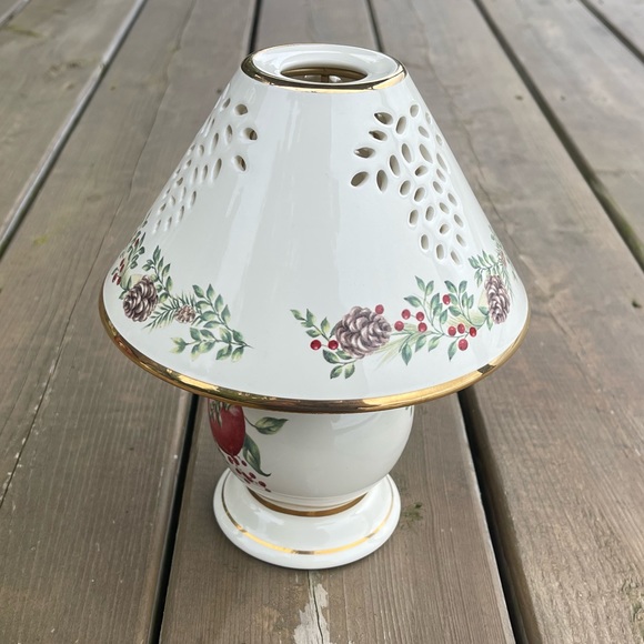 Lenox Boxwood & Pine Pattern Tea Light Lamp Candle Holder in Original Box - Picture 6 of 15